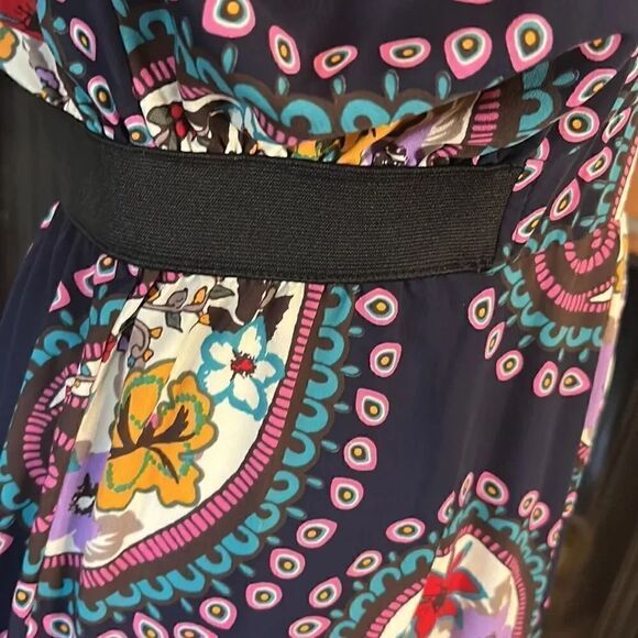 Jane Wood Vintage Made in France Navy Blue Paisley Floral Dress, 2! - Picture 6 of 9